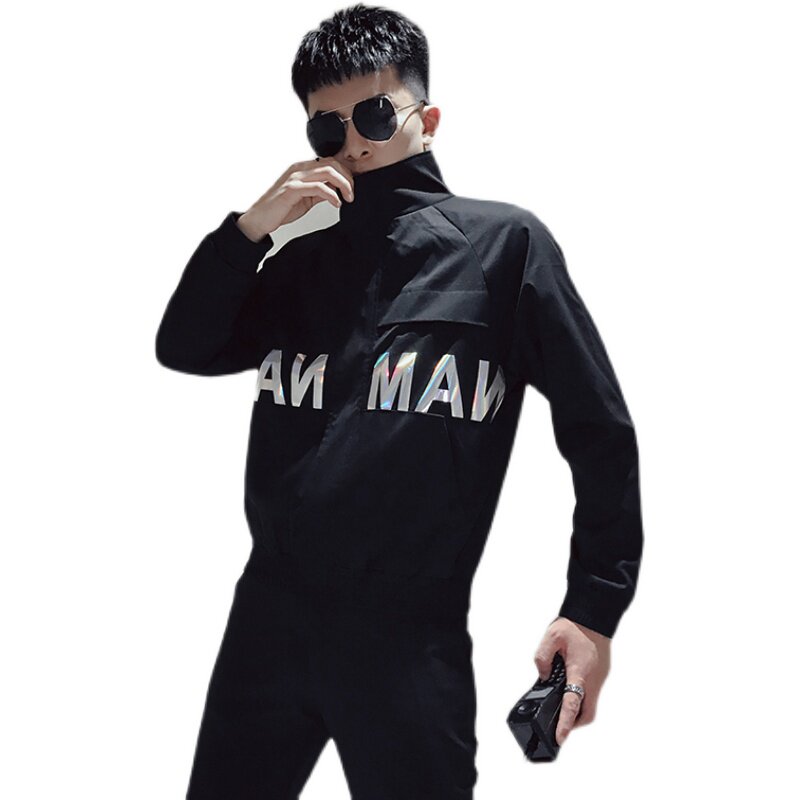 JK808-P105新款男士长袖外套工装休闲立领潮流亮片网红酷炫夹克1,男装夹克,电商A257