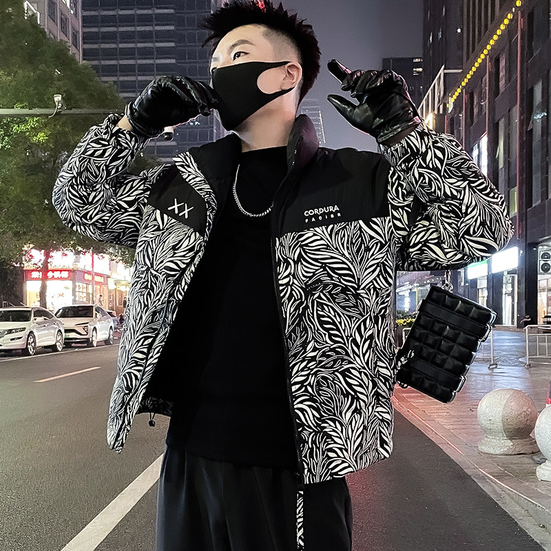 MY86-P138 刺绣棉衣外套男潮牌拼接立领2024新款冬季羽绒棉服潮图片