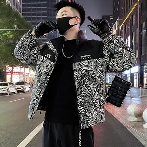 MY86-P138 刺绣棉衣外套男潮牌拼接立领2024新款冬季羽绒棉服潮图片