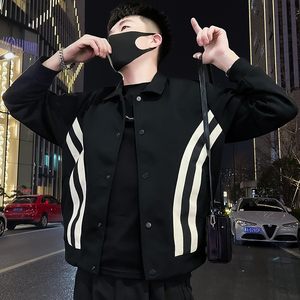 K07-P128 男士潮牌条纹外套韩版潮流春秋季男装2024新款上衣夹克图片