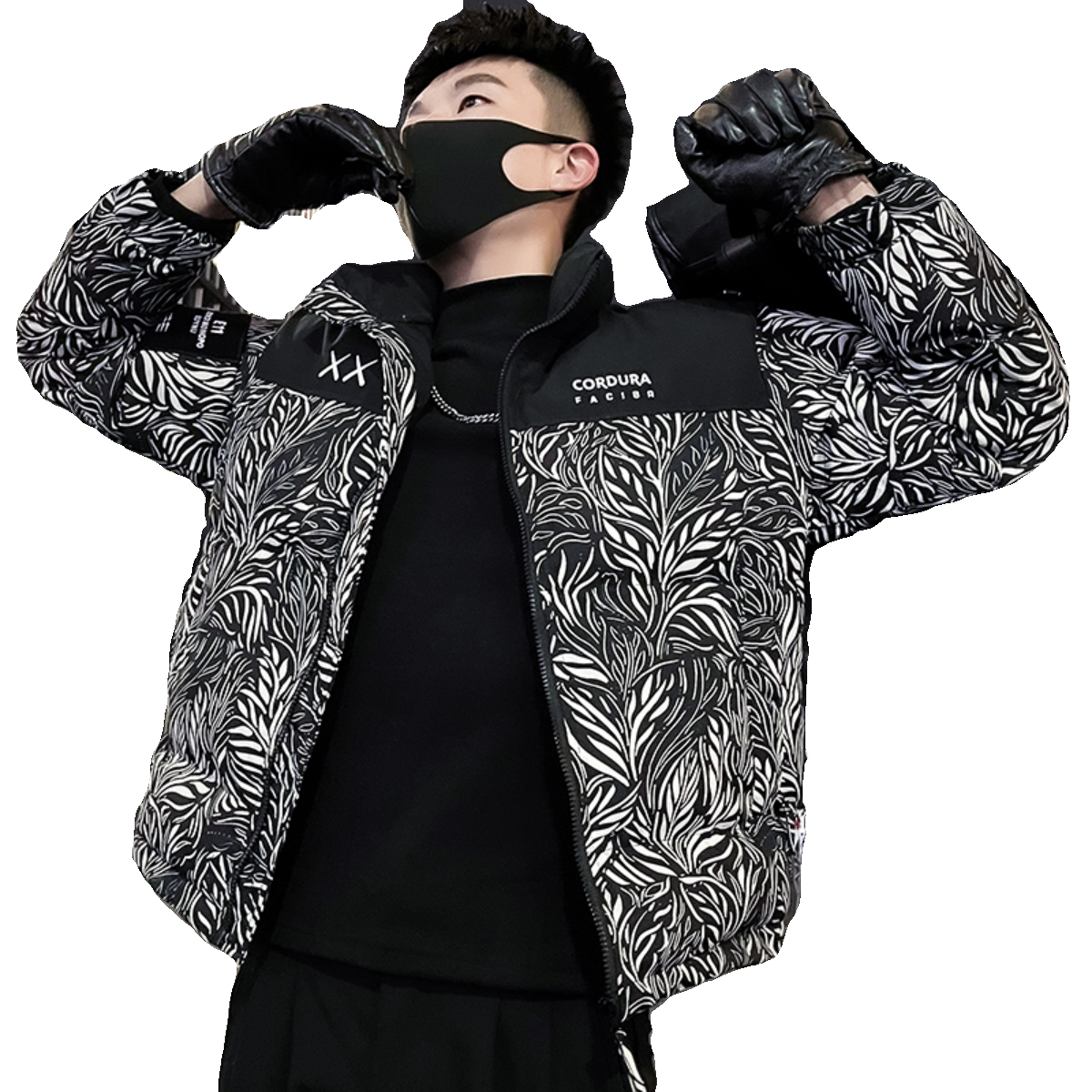 MY86-P138冬季潮牌印花羽绒棉服男短款立领2024新款加厚外套棉衣,男装棉衣,电商A257