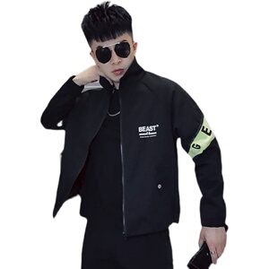 JK001-特批78 2021春季男士夹克青年潮流休闲拼色个性百搭外套白2图片
