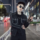 JK006-特批882021新款男士工装翻领休闲潮流反光潮牌百搭夹克黑2，男装夹克，电商A257
