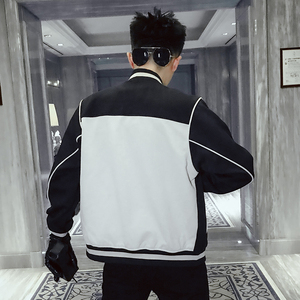 J05-P128 撞色2022新款立领外套秋冬宽松夹克棒球服拼接色上衣1图片