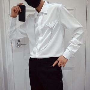 S01 衬衫男长袖休闲百搭衬衣网红潮牌男装衣服  黑2图片