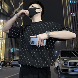 X37-P58夏季满印花T恤男短袖潮牌小众男装衣服2024新款潮流痞帅1，男装T恤，电商A257