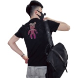 T22-P45网红小熊ins潮牌短袖男休闲T恤百搭印花2022新款半截袖2，男装T恤，电商A257