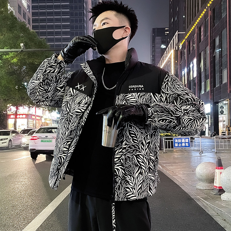MY86-P138刺绣棉衣外套男潮牌拼接立领2024新款冬季羽绒棉服潮,男装棉衣,电商A257