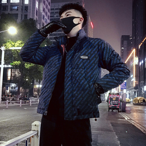 MY17-P138 冬季花色字母修身立领保暖个性男士羽绒服外套3图片