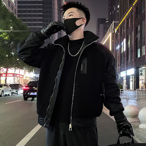 MY83-P158 假两件男士拼接棉衣外套2023保暖新款爆潮流高档百搭2图片