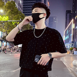 T72-P58男士短袖T恤夏季潮牌圆领高级感半袖上衣痞帅潮牌五分袖1，男装T恤，电商A257