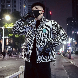 MY19-P138 冬季新款斑马立领条纹时尚休闲潮牌男士衣外套1图片