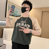 T47-P55夏季拼接T恤男潮流宽松男装上衣2023新款夏装白色短袖3，男装T恤，电商A257