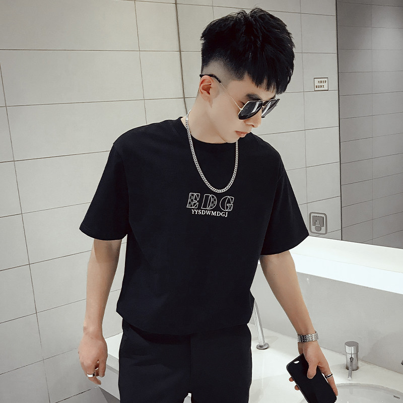 AT05-P48男士2022新款夏季设计感T恤ins潮牌短袖潮牌痞帅半袖,男装T恤,电商A257