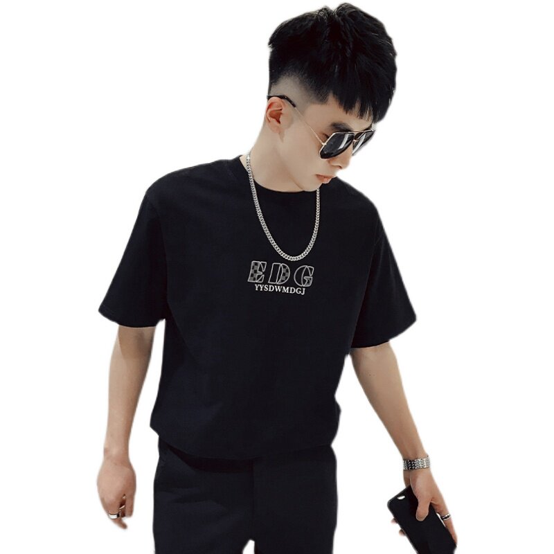 AT05-P48男士2022新款夏季设计感T恤ins潮牌短袖潮牌痞帅半袖2,男装T恤,电商A257