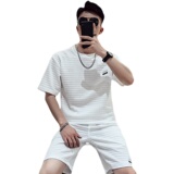 M88网红潮牌超火华夫格夏季两件时尚套装2021潮流帅气男装2，男装休闲套装，电商A257