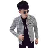 J男士夏款外套痞帅春秋韩版潮流百网红格子夹克，男装夹克，电商A257