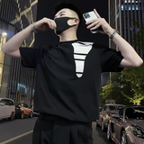 X49-P58夏季潮牌拼接T恤男ins潮牌短袖2024新款男装上衣潮流1，男装T恤，电商A257