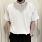 X23-P58美式潮牌金属铆钉T恤男短袖夏季潮牌暗黑系男装夏季痞帅2，男装T恤，电商A257
