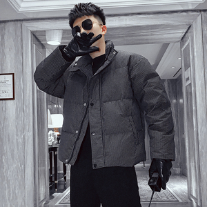 MY26-特P148 韩版冬季男潮牌ins条纹立领百搭加厚休闲服外套图片