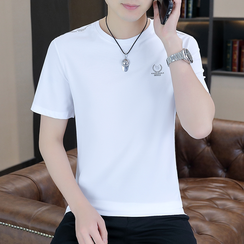 2026夏季新款男士冰丝短袖T恤高端圆领休闲百搭透气凉感半袖上衣