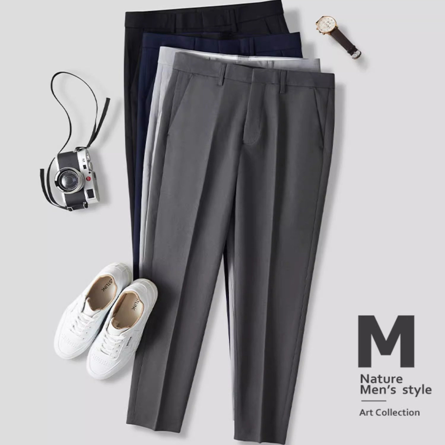 高级灰九分西裤男新款正装商务休闲百搭正品薄款修身男士西装长裤