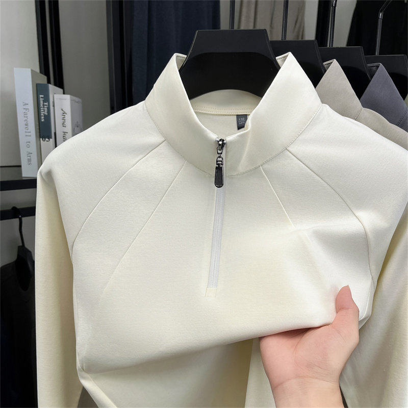 男士秋冬半拉链卫衣2025新款高端潮牌百搭修身休闲立领长袖T恤男