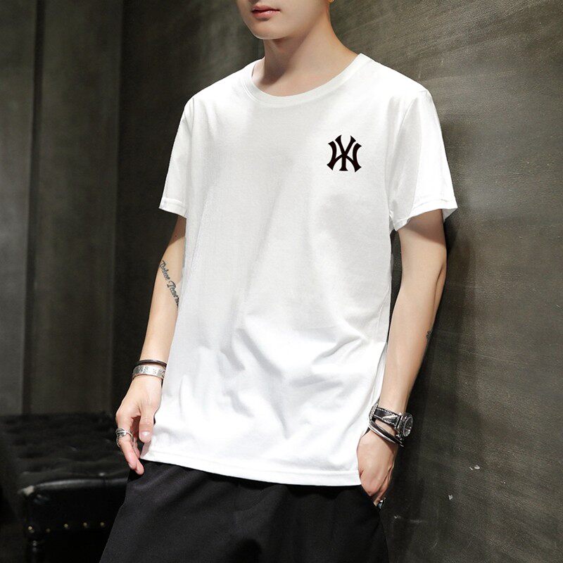 高端纯棉短袖T恤男2026新款百搭透气休闲印花修身男士短袖上衣帅