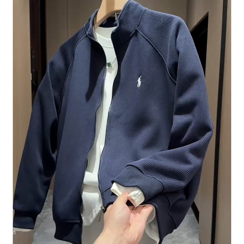 品牌高端休闲开衫卫衣男2026春秋新款潮流刺绣运动男士拉链外套帅