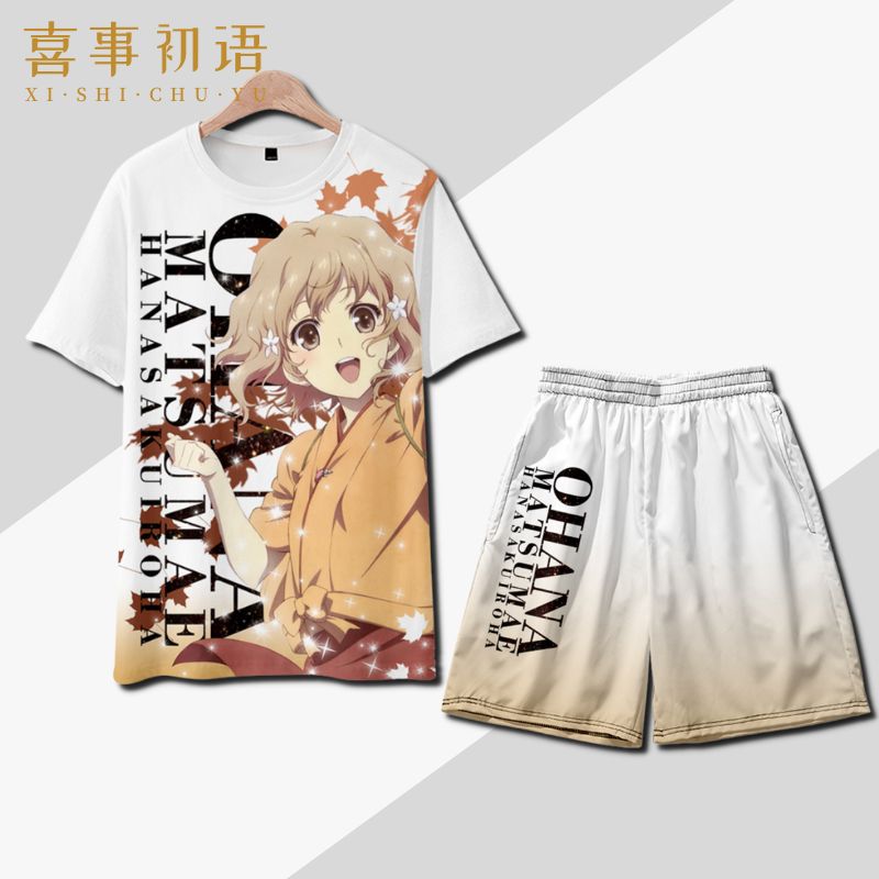 花开伊吕波周边松前绪花短袖T恤动漫二次元痛衣服上衣短裤夏季潮