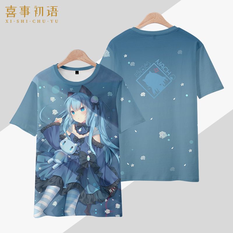 猫羽雫衣服短袖T恤虚拟偶像动漫周边二次元痛衣男女休闲印花夏装