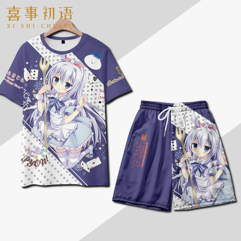 日系动漫请问您今天要来点兔子吗T恤 香风智乃短袖二次元痛衣服潮