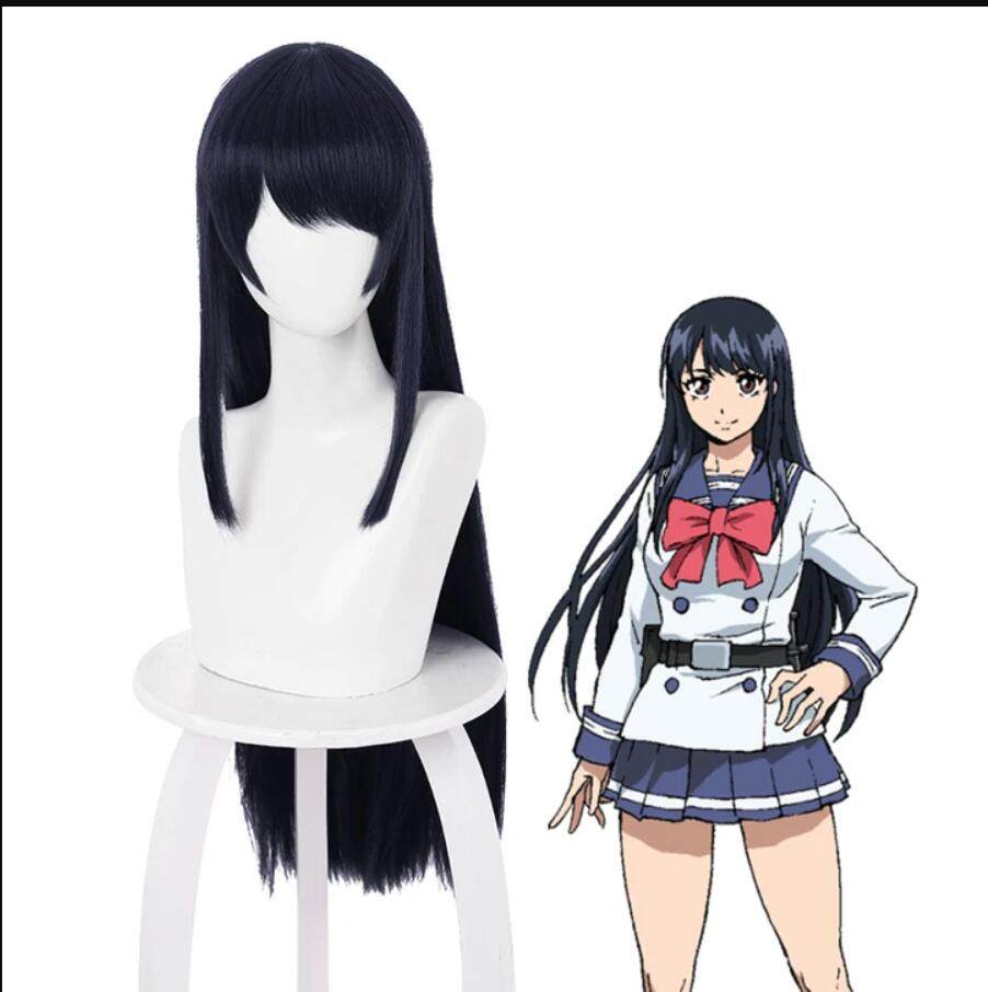 天空侵犯 本城游理 高温丝 cosplay 假发 深蓝色 万能 假发 80 cm