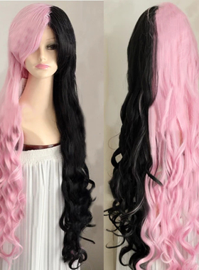 RWBY 尼奥波莉丹 黑色粉色80cm长卷发 cosplay假发套