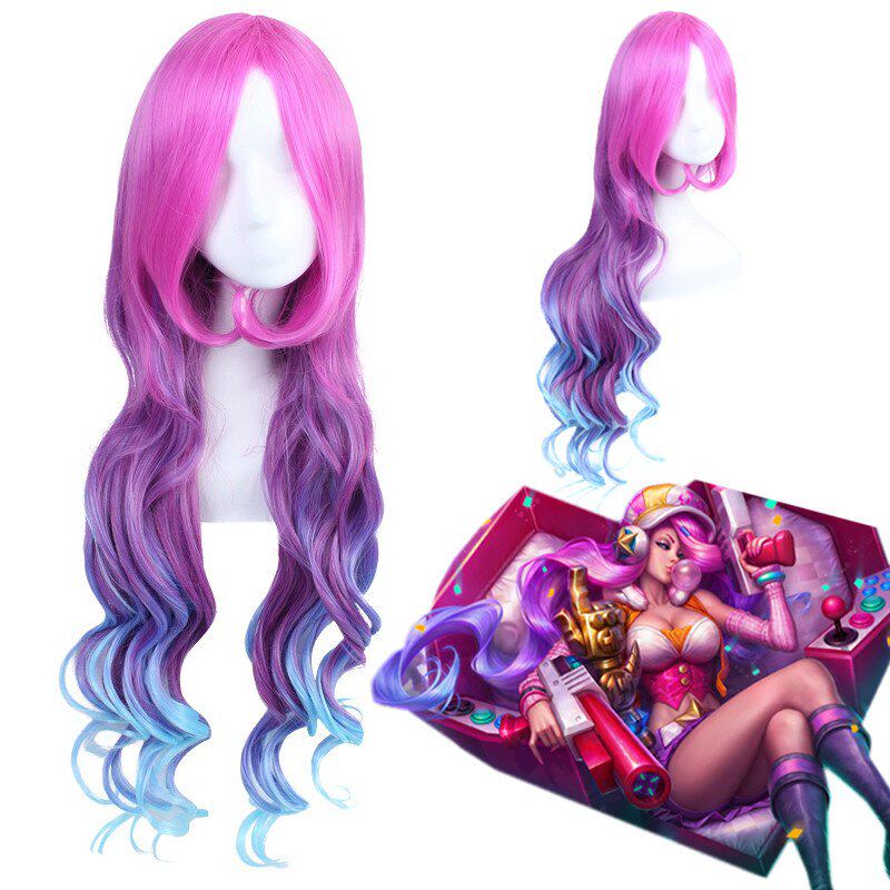 英雄联盟LOL 赏金猎人 厄运小姐 粉红色 彩色渐变 cosplay假发