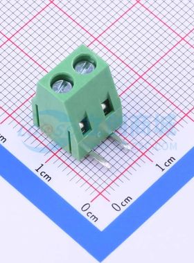 WJ128R-5.0-2P螺钉式接线端子5mm 1x2P弯插绿色