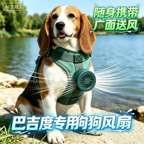 巴吉度专用狗狗风扇宠物电风扇狗用夏天降温神器夏季空调扇冷风机