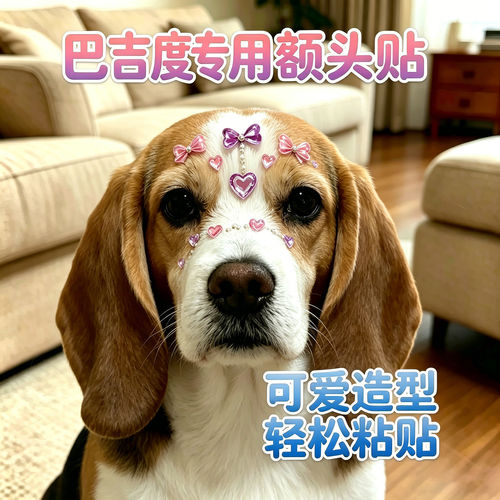 巴吉度专用狗狗额头贴纸头饰发饰小狗配饰宠物水晶贴画头上装饰品
