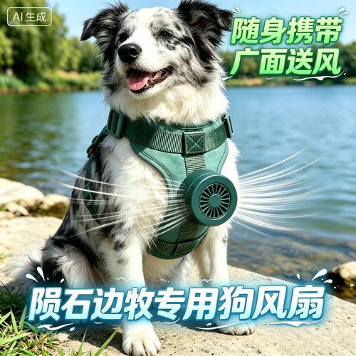 陨石边牧专用狗狗风扇宠物电风扇狗用夏天降温神器夏季空调扇制冷