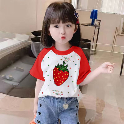 中小童女宝宝短袖变色t恤纯棉夏装儿童亮片百搭休闲薄款趣味上衣