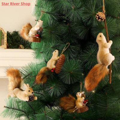 Squirrel Figurine Ornament Decoration For Christmas Tree
