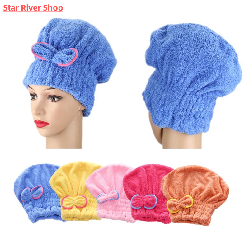 Microfibre Quick Hair Drying Bath Spa Bowknot Wrap Towel Hat