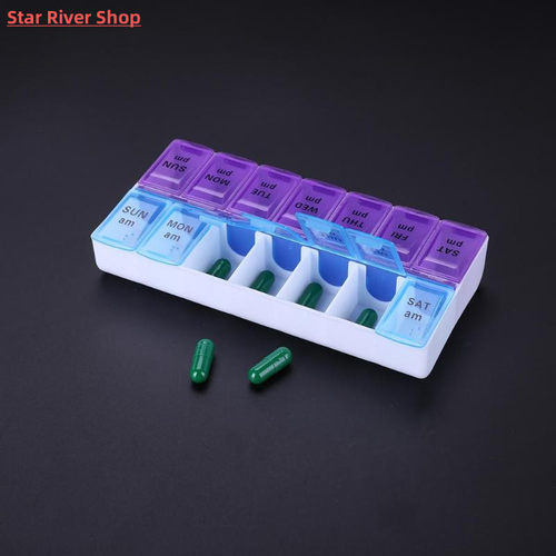 14 Grids Weekly Pill Case 7 Days Medicine Box Tablet Dispen