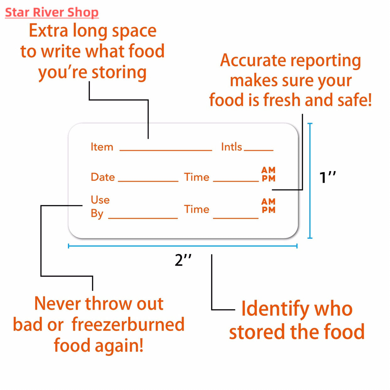 식품 안전 2*1 주방 보관소에 의한 용해성 식품 라벨