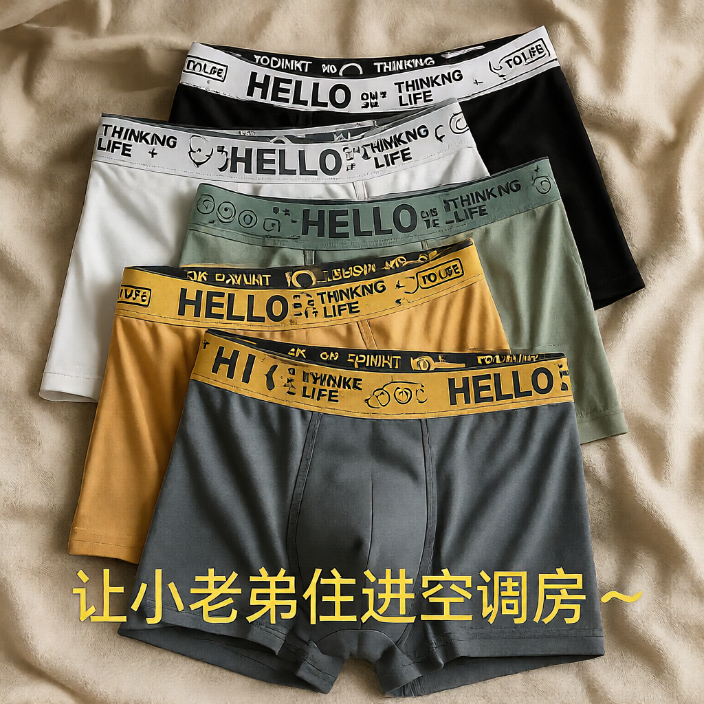 2025年爆款男士内裤亲肤无痕抗菌男透气中腰平角裤夏季青少年裤衩