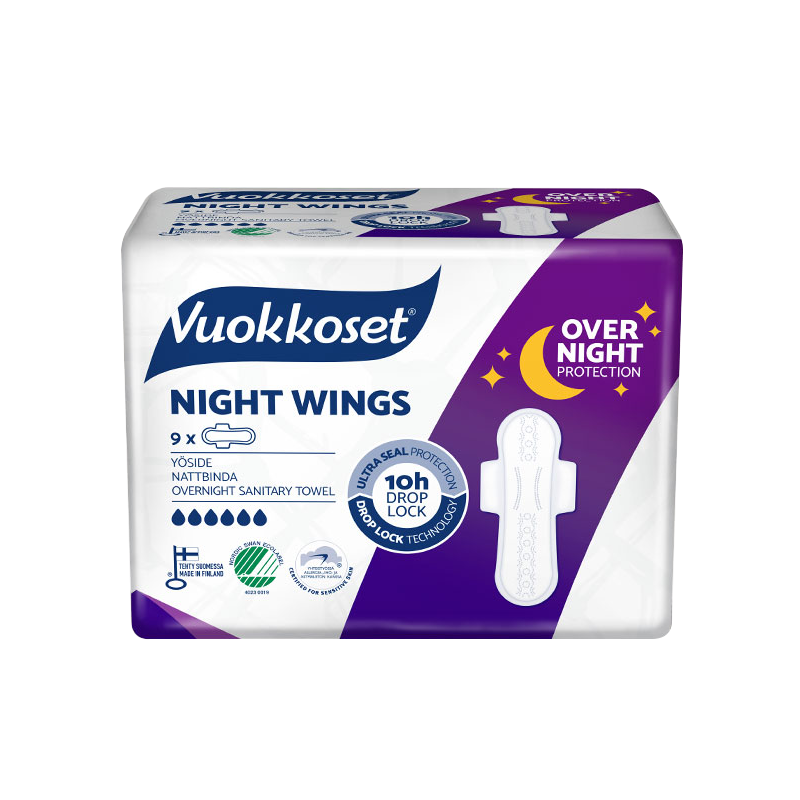 Vuokkoset/维可丝芬兰进口无荧光剂夜用卫生巾卫生棉317mmX9片