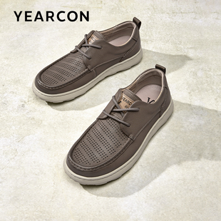 意尔康休闲鞋男2026夏款网孔舒适透气凉鞋真皮时尚轻便圆头爸爸鞋