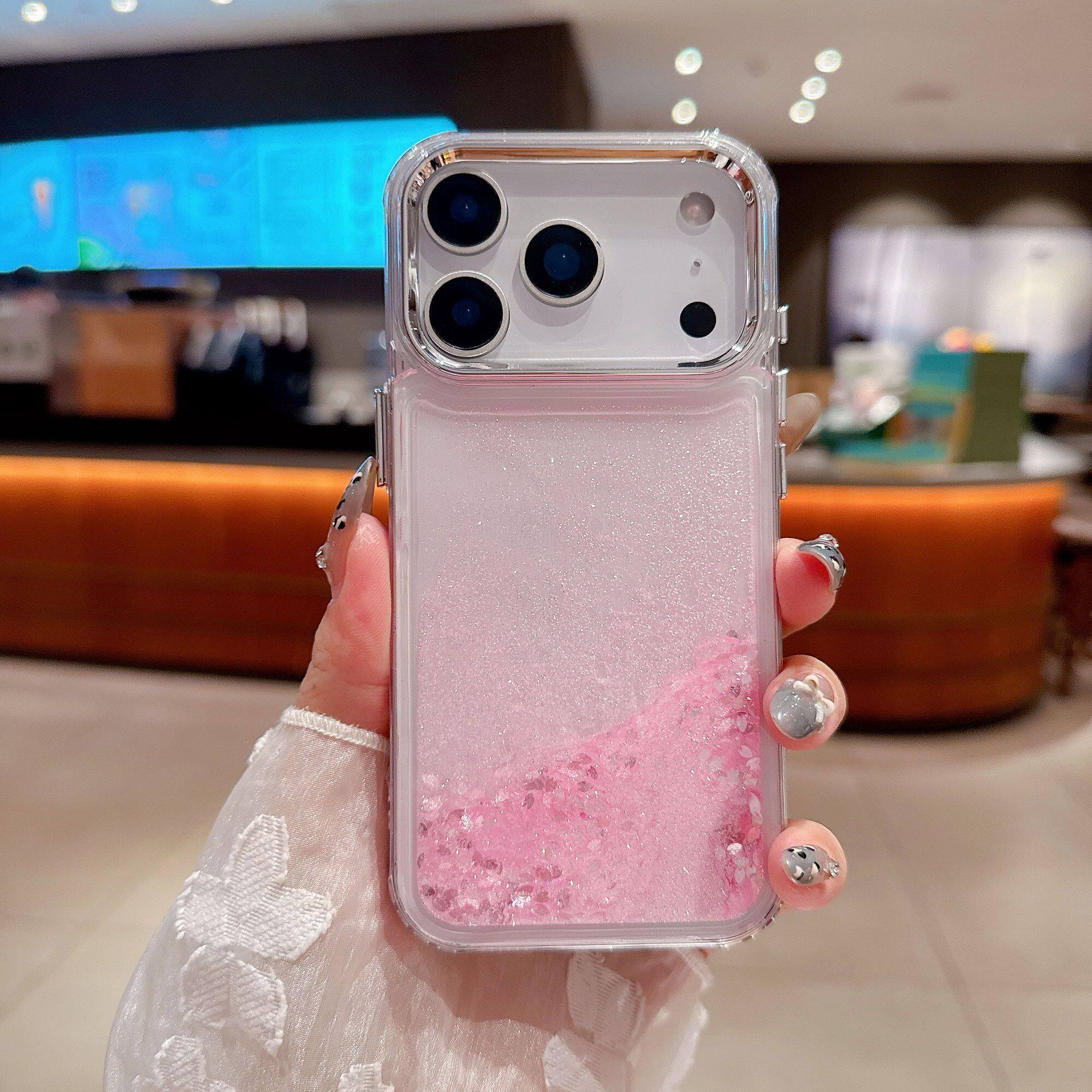 流沙手机壳适用 iPhone16pro 高级感闪粉流沙手机壳 全包防摔 女生款2026新款苹果17巨好看手机壳高颜值