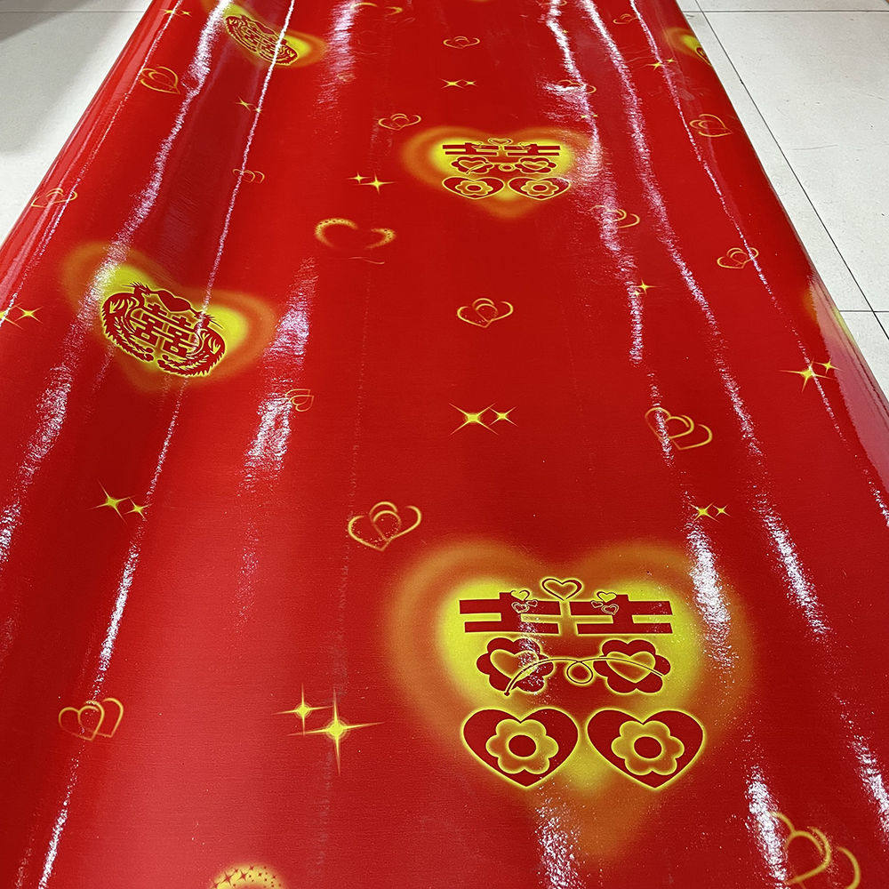 家用喜庆结婚pvc地板革正面光面背面绒布保护地板一次性红色