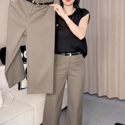 欧货2025早秋新款直筒裤女南韩高腰宽松显瘦九分休闲裤百搭阔腿裤